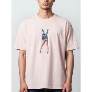 Altru Light Pink Graphic Tee with Americana Peace Legs